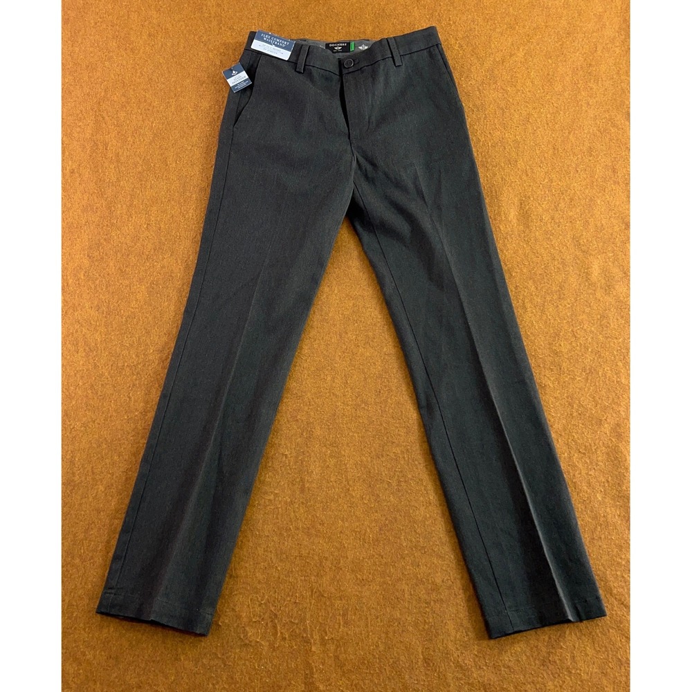 Dockers Mens 29x32 Dark Grey Signature Khaki Slim Fit Iron Free Pants NWT